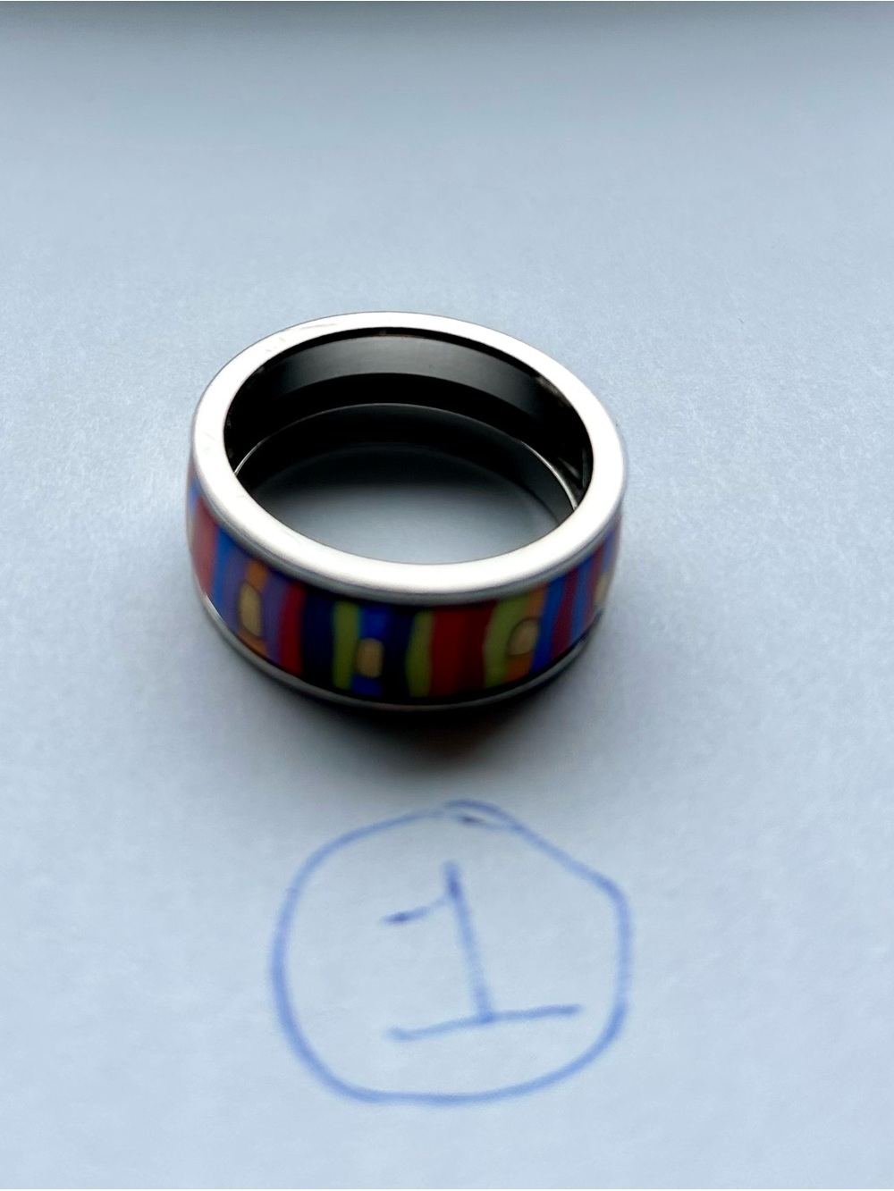 FREYWILLE Ring 💍 - Hundertwasser “Spiral of Life” Miss Ring Fire Enamel Silver - Picture 10 of 13